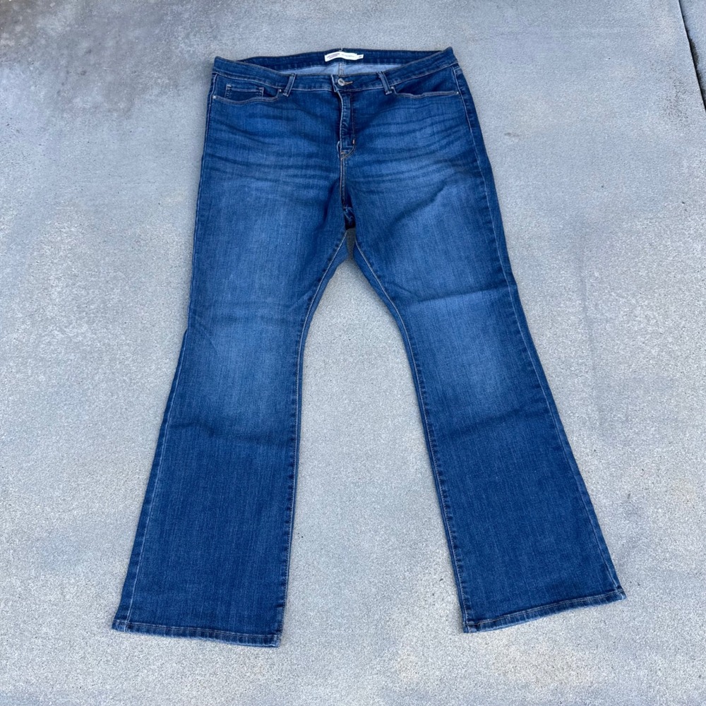 Levi Strauss Signature Women Blue Mid Rise Bootcut Jeans Size 20 Stretch Denim